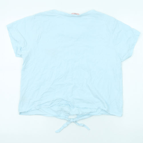 Boux Avenue Womens Blue Cotton Basic T-Shirt Size 12 Round Neck - Let The Night