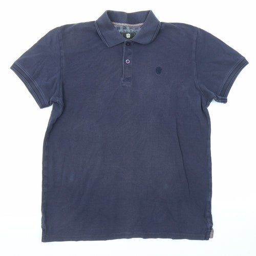 Steel & Jelly Mens Blue Cotton Polo Size M Collared Button