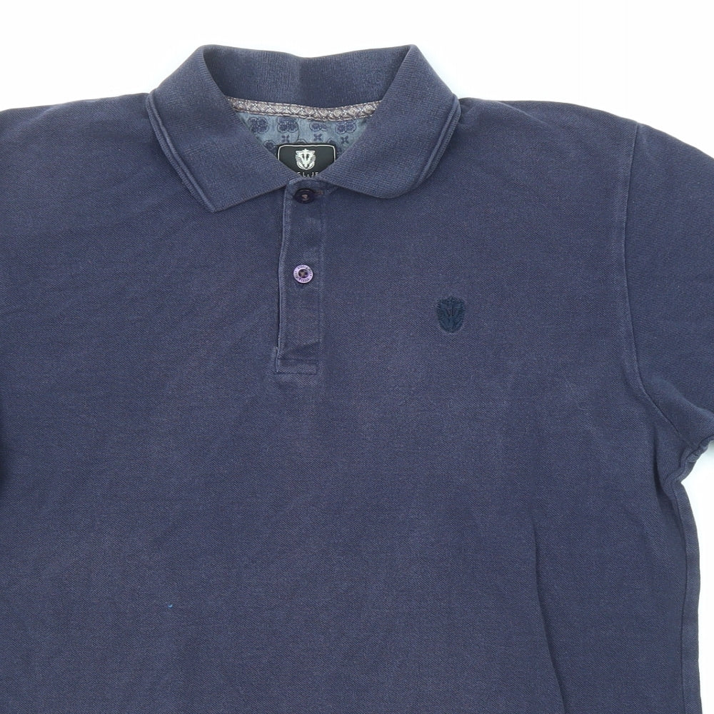 Steel & Jelly Mens Blue Cotton Polo Size M Collared Button