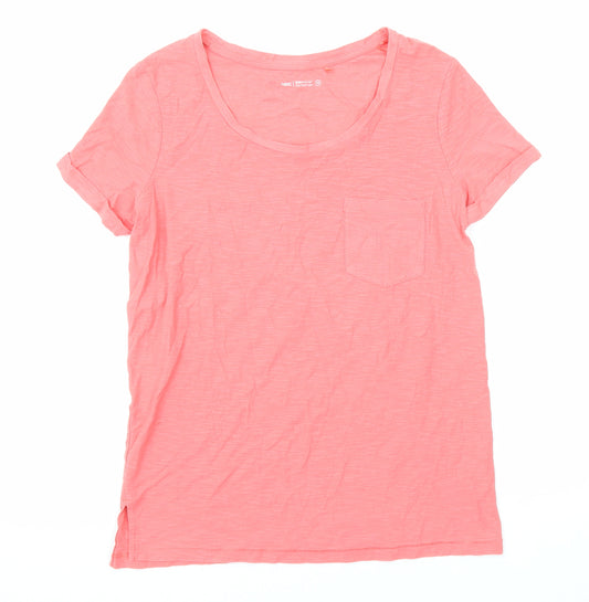 NEXT Womens Pink Linen Basic T-Shirt Size 10 Round Neck
