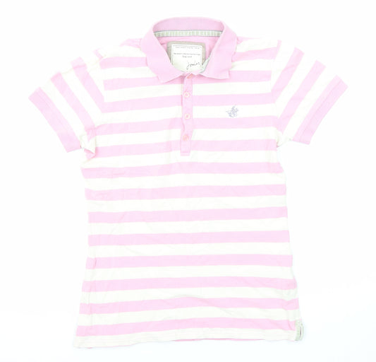 Joules Womens Purple Striped Cotton Basic Polo Size 14 Collared