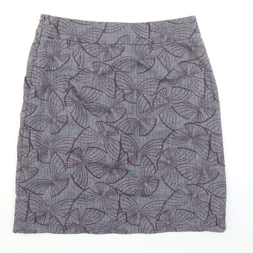 White Stuff Womens Blue Geometric Polyester A-Line Skirt Size 10 Zip