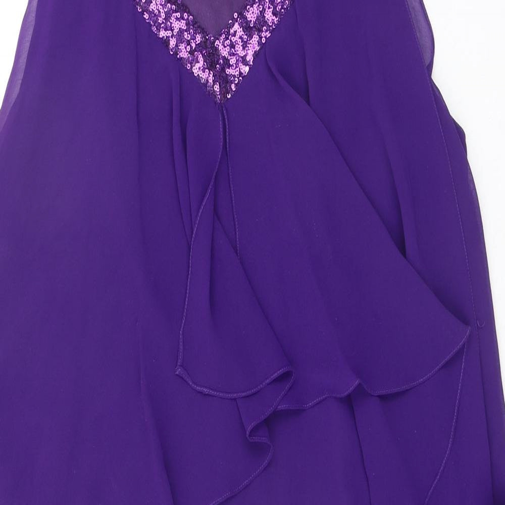 Mei Mei Womens Purple Polyester Shift Size 14 V-Neck Pullover