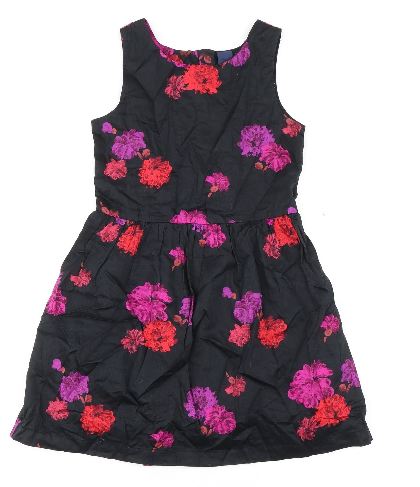 Gap Girls Black Floral 100% Cotton A-Line Size 10 Years Round Neck Zip