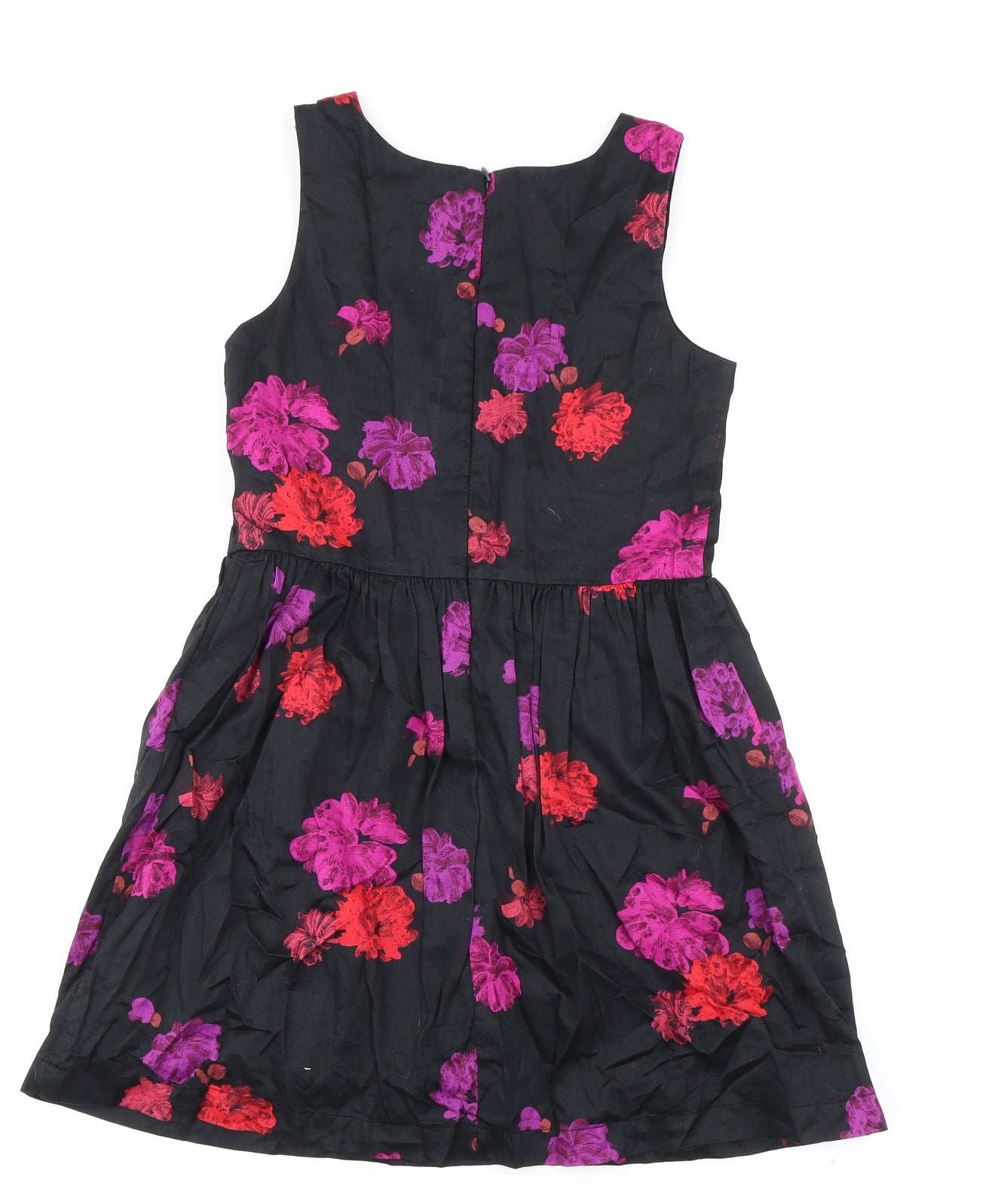 Gap Girls Black Floral 100% Cotton A-Line Size 10 Years Round Neck Zip