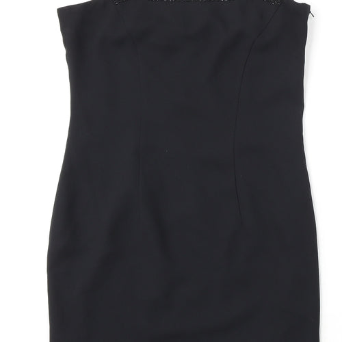 Principles Womens Black Polyester Slip Dress Size 12 Square Neck Zip