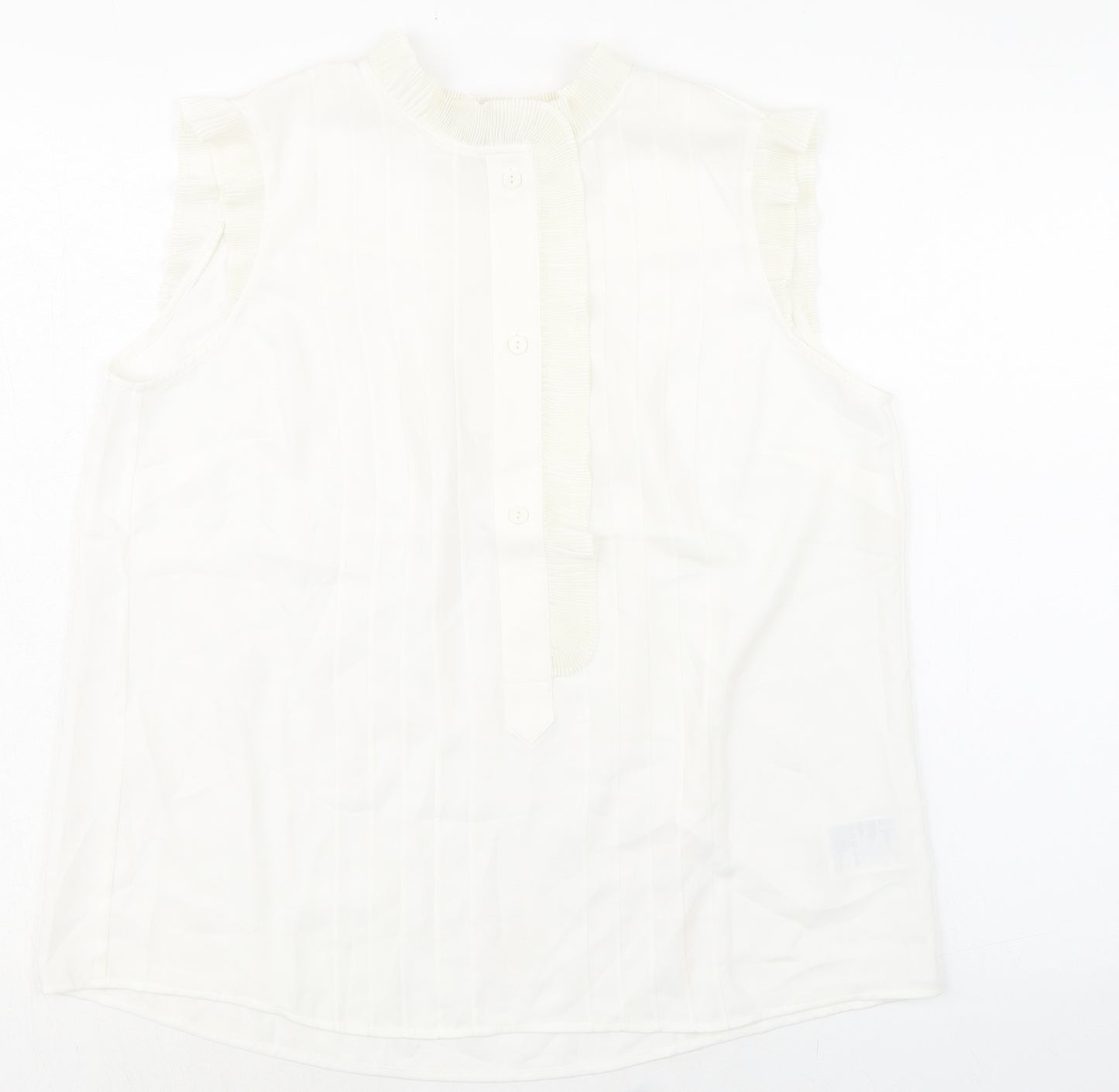 H&M Womens Ivory Polyester Basic Tank Size 12 Round Neck