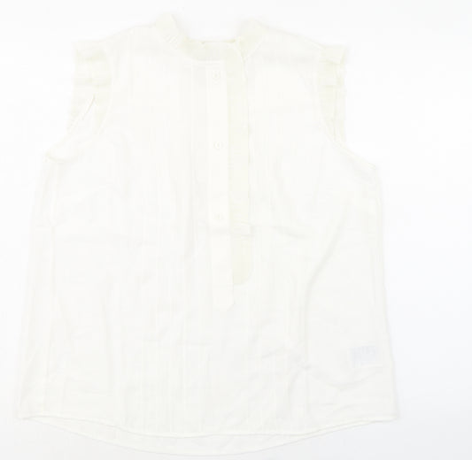 H&M Womens Ivory Polyester Basic Tank Size 12 Round Neck