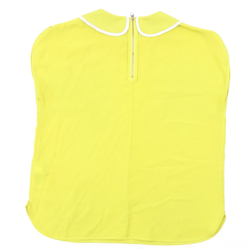 Ted Baker Womens Yellow Polyester Basic Blouse Size L Collared