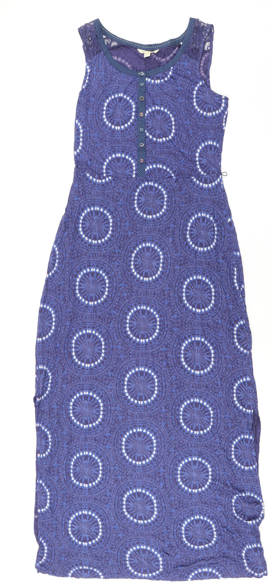 White Stuff Womens Blue Geometric Viscose Maxi Size 12 Round Neck Pullover