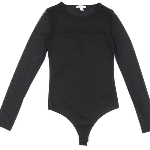 Amisu Womens Black Polyester Bodysuit One-Piece Size XS Snap