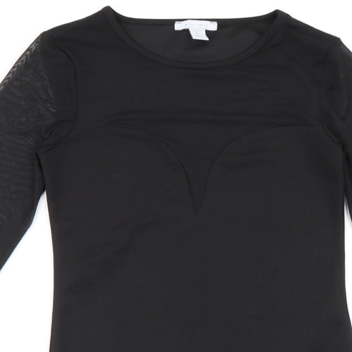 Amisu Womens Black Polyester Bodysuit One-Piece Size XS Snap