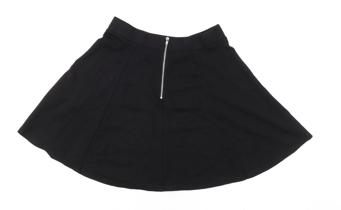 Divided by H&M Womens Black Viscose Skater Skirt Size M Zip