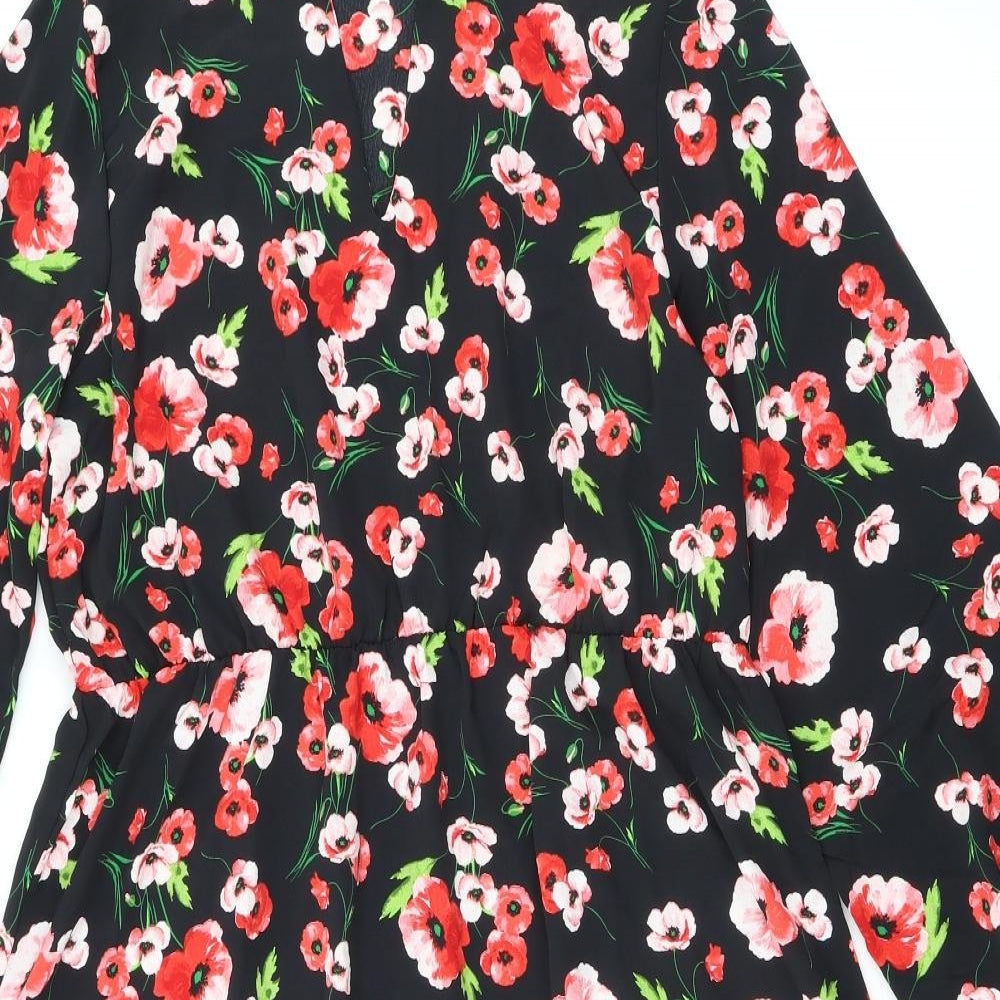 Maine Womens Multicoloured Floral Polyester A-Line Size 14 V-Neck Pullover