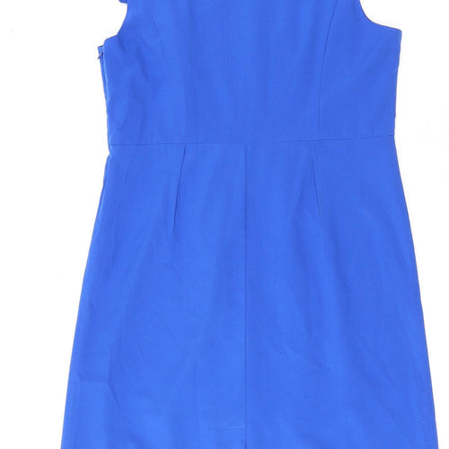 Mariko Womens Blue Polyester Shift Size 16 Round Neck Zip