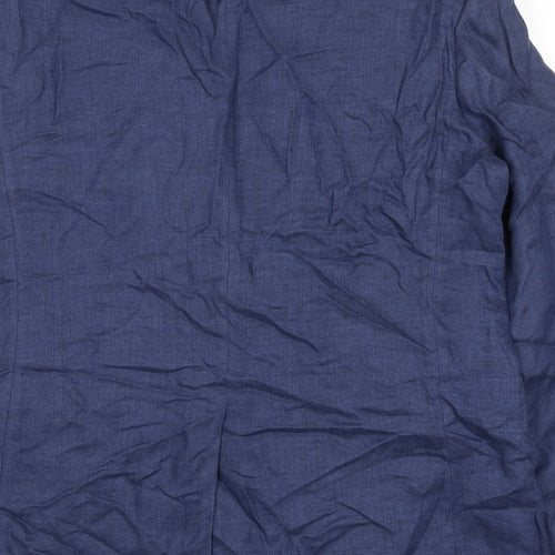 Marks and Spencer Mens Blue Linen Jacket Suit Jacket Size 42 Regular - Five button sleeve