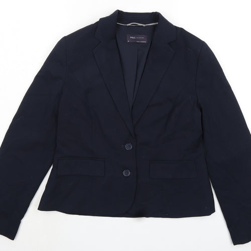 Marks and Spencer Womens Blue Jacket Blazer Size 12 Button