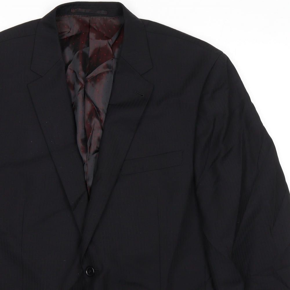 Reine Schurwolle Mens Black Wool Jacket Suit Jacket Size 44 Regular