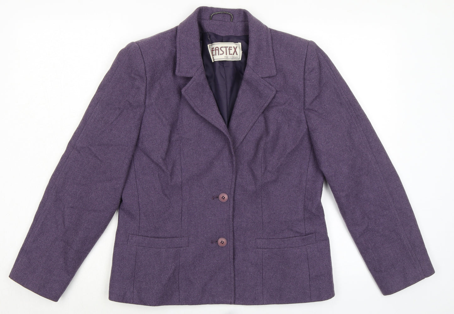 Eastex Womens Purple Geometric Jacket Blazer Size 12 Button