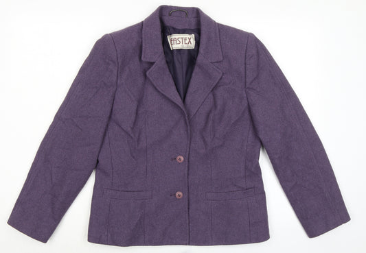 Eastex Womens Purple Geometric Jacket Blazer Size 12 Button