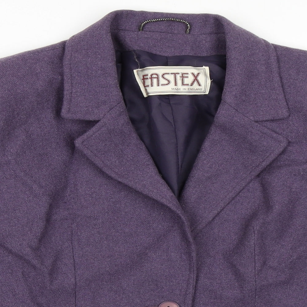 Eastex Womens Purple Geometric Jacket Blazer Size 12 Button