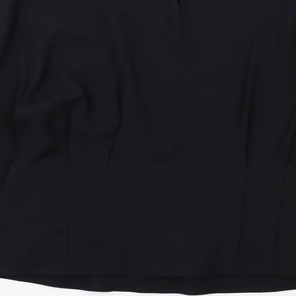 Marks and Spencer Womens Black Polyester Basic Blouse Size 18 Round Neck