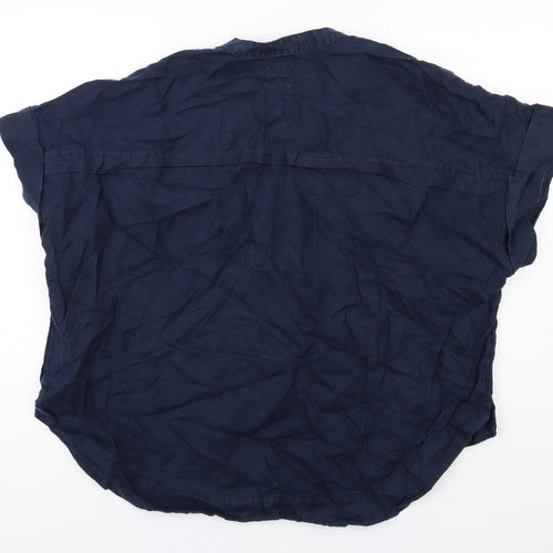Marks and Spencer Womens Blue Linen Basic Blouse Size 20 V-Neck