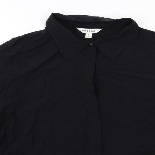 Autograph Womens Black Cupro Basic Button-Up Size 18 Collared