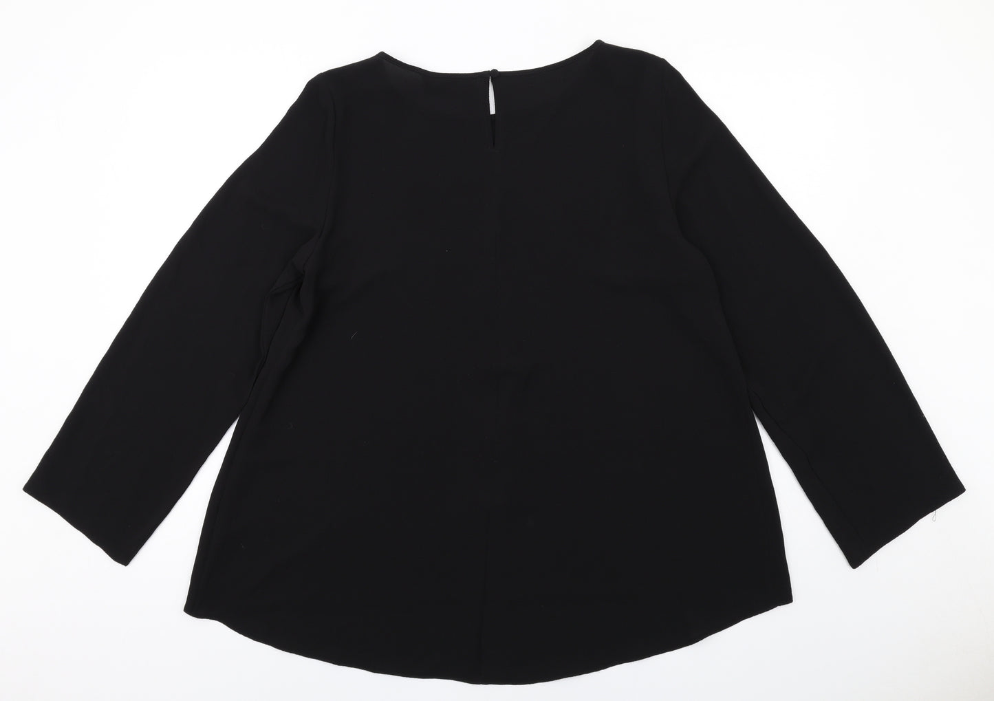 Dorothy Perkins Womens Black Polyester Basic Blouse Size 16 Round Neck