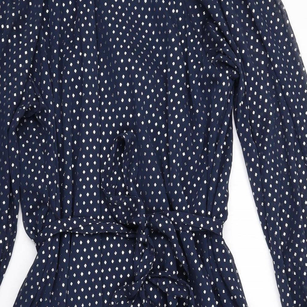 Marks and Spencer Womens Blue Polka Dot Polyester Trapeze & Swing Size 16 Round Neck Tie