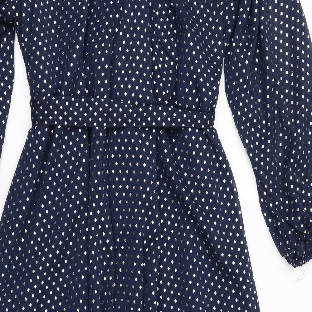 Marks and Spencer Womens Blue Polka Dot Polyester Trapeze & Swing Size 16 Round Neck Tie