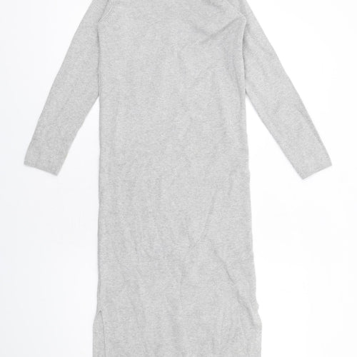 Marks and Spencer Womens Grey Viscose Jumper Dress Size XS Mock Neck Pullover