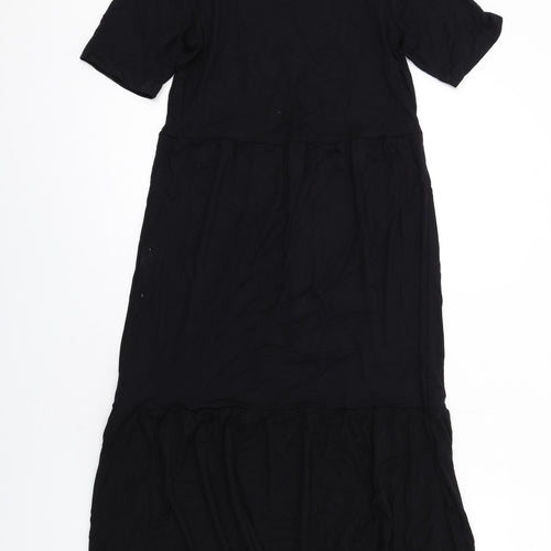 Marks and Spencer Womens Black Viscose Maxi Size 10 Round Neck Pullover