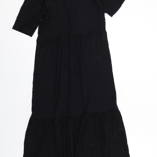 Marks and Spencer Womens Black Viscose Maxi Size 10 Round Neck Pullover