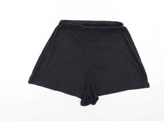 PRETTYLITTLETHING Womens Black Polyester Basic Shorts Size 6 Regular Pull On