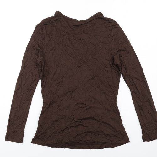 Jaeger Womens Brown Viscose Basic T-Shirt Size 12 V-Neck