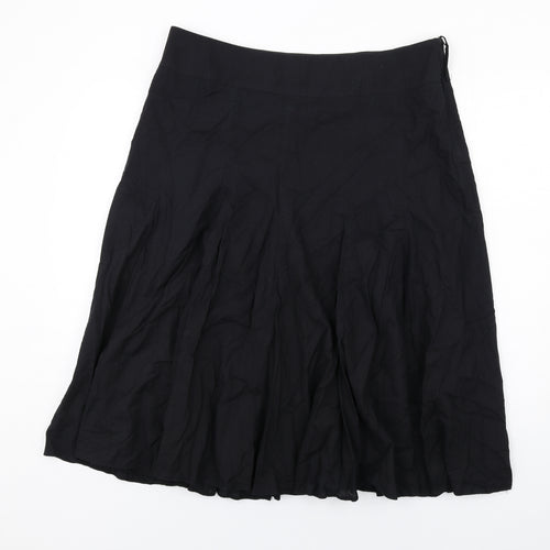 Debenhams Womens Black Cotton Swing Skirt Size 16 Zip
