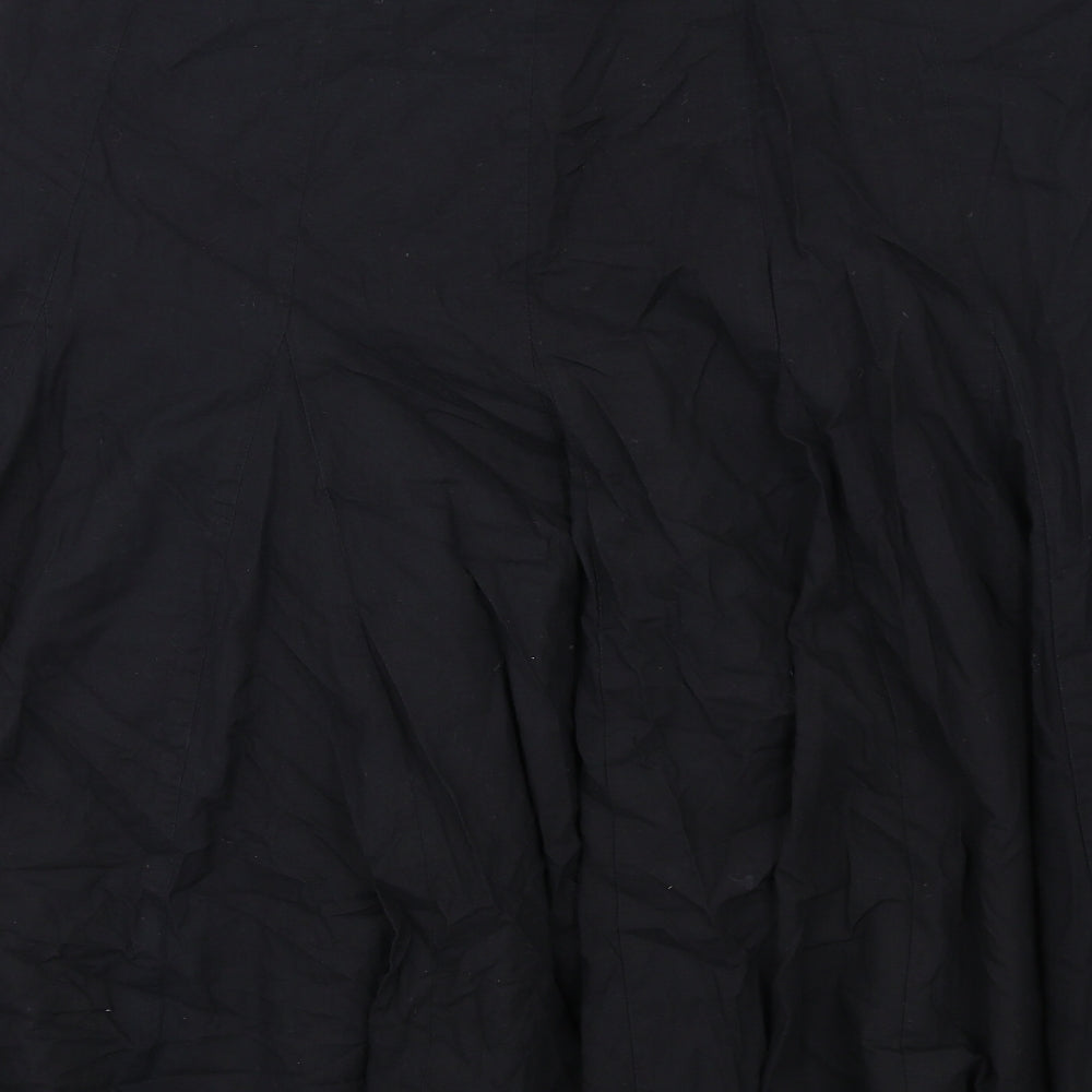 Debenhams Womens Black Cotton Swing Skirt Size 16 Zip