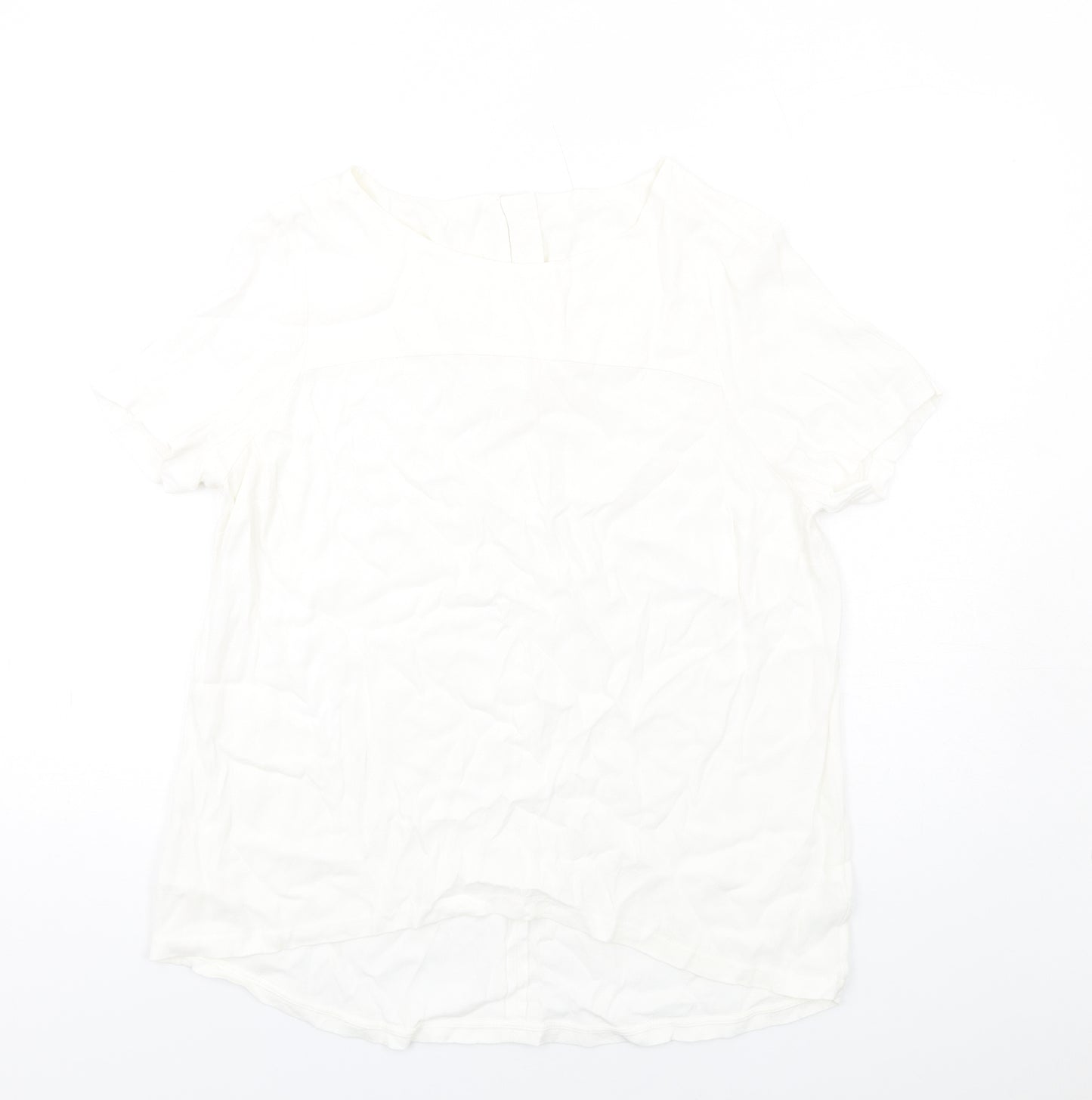 Marks and Spencer Womens White Viscose Basic T-Shirt Size 16 Round Neck