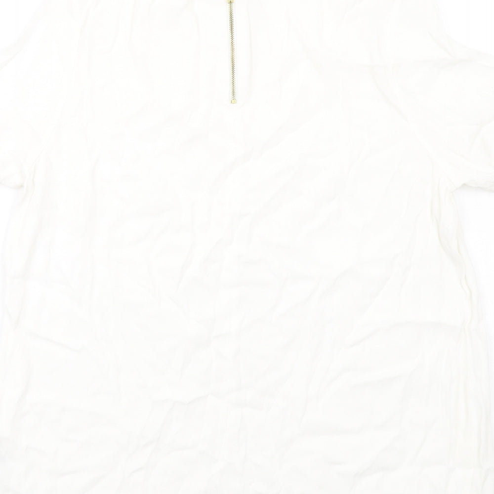 Marks and Spencer Womens White Viscose Basic T-Shirt Size 16 Round Neck