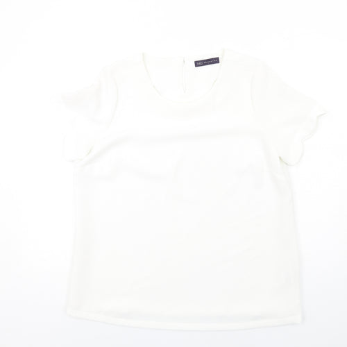 Marks and Spencer Womens White Polyester Basic T-Shirt Size 16 Round Neck