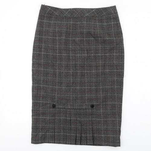 Joe Browns Womens Grey Plaid Viscose Straight & Pencil Skirt Size 10 Zip