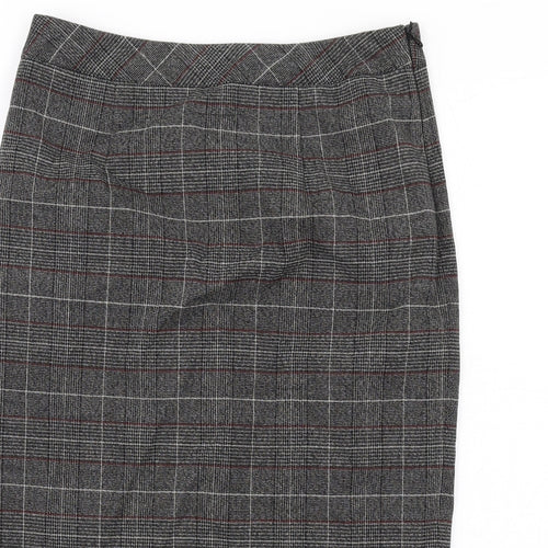 Joe Browns Womens Grey Plaid Viscose Straight & Pencil Skirt Size 10 Zip