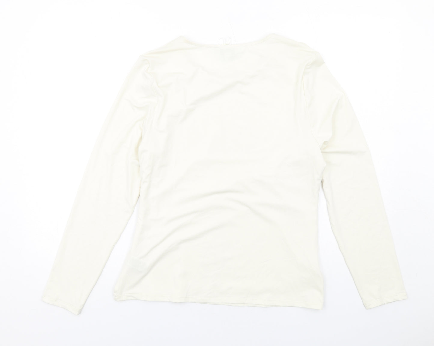 Marks and Spencer Womens Ivory Polyester Basic T-Shirt Size 16 Round Neck