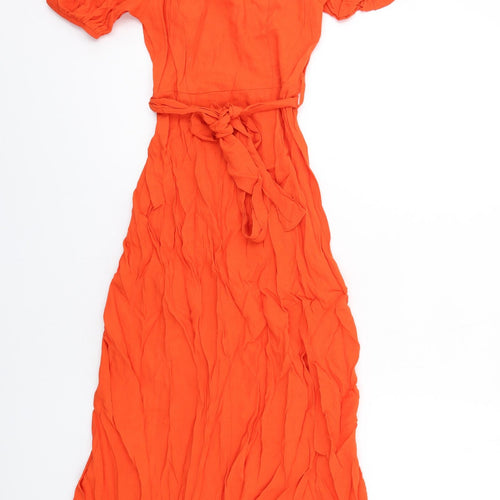 New Look Womens Orange Viscose A-Line Size 6 Square Neck Pullover