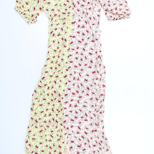 Miss Selfridge Womens Multicoloured Floral Viscose A-Line Size 6 V-Neck Pullover