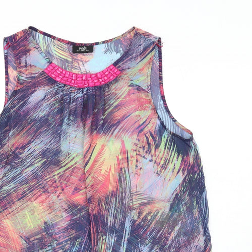 Wallis Womens Multicoloured Geometric Polyester Basic T-Shirt Size 18 Round Neck