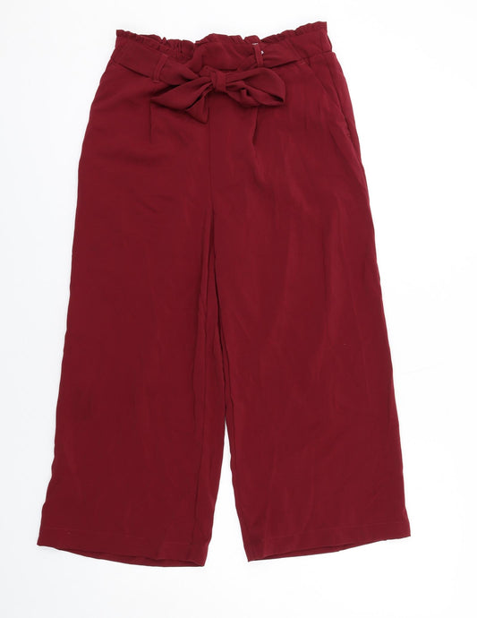 New Look Womens Red Polyester Capri Trousers Size 10 L24 in Regular Tie