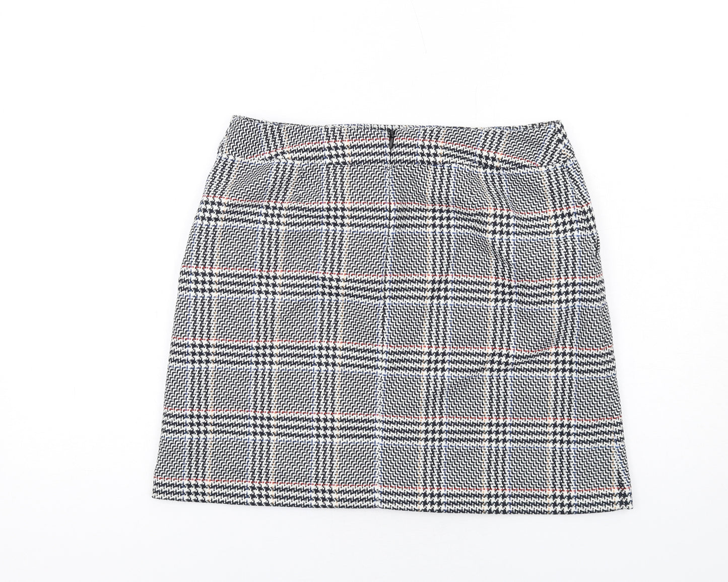 Marks and Spencer Womens Multicoloured Plaid Polyester A-Line Skirt Size 12 Zip