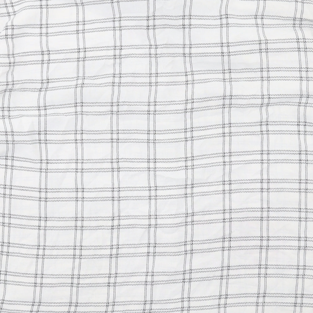 PRETTYLITTLETHING Womens White Check Polyester Basic Button-Up Size 10 Collared